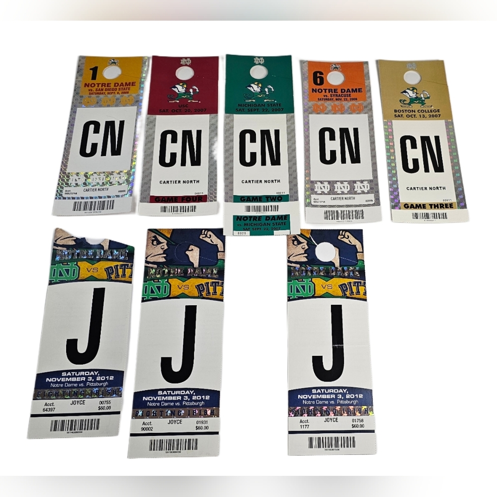Notre Dame Football Parking Pass Hang Tags 2007 2008 2012 USC, San Diego State